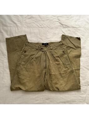 Isabel Marant Olive Green Tapered Leg Pants Utility Pleated Designer Size 2